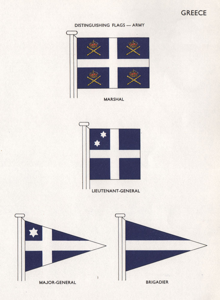 GREECE ARMY FLAGS. Marshal. Lieutenant-General. Major-General. Brigadier 1958